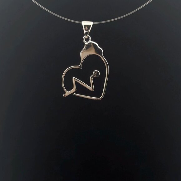 925 Sterling Silver Pendant Charm Heart Beat - Picture 4 of 5